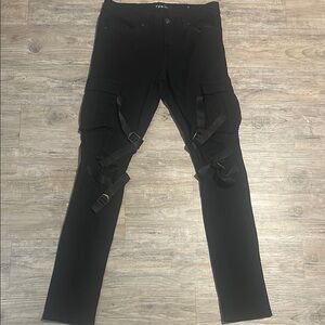 Chic Black Cargo Pants with Straps